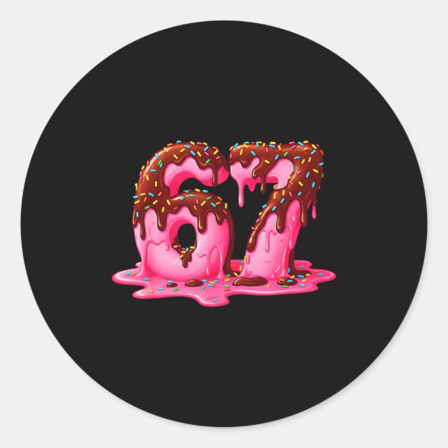 Sticker Rond Gen Alpha Slang Kids 67 Ice Cream Drip Six Seven  (Devant)