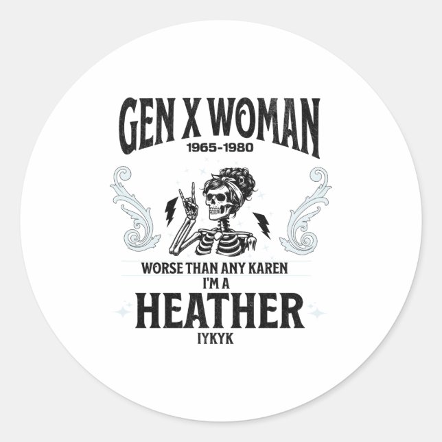 Sticker Rond Gen X Woman Funny 