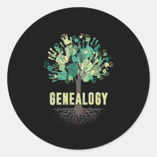 Sticker Rond Généalogie Arbre main famille Arbre Historien Cade