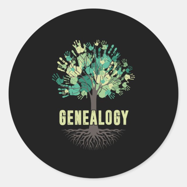 Sticker Rond Généalogie Arbre main famille Arbre Historien Cade (Devant)