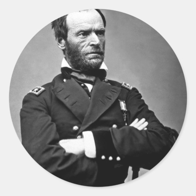 Sticker Rond Général William Tecumseh Sherman, 1865. (Devant)