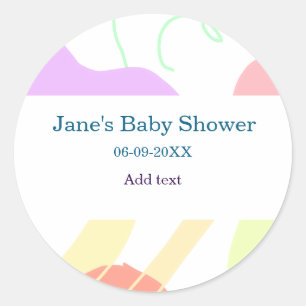 Sticker Rond Genre neutre formes abstraites nom du baby shower