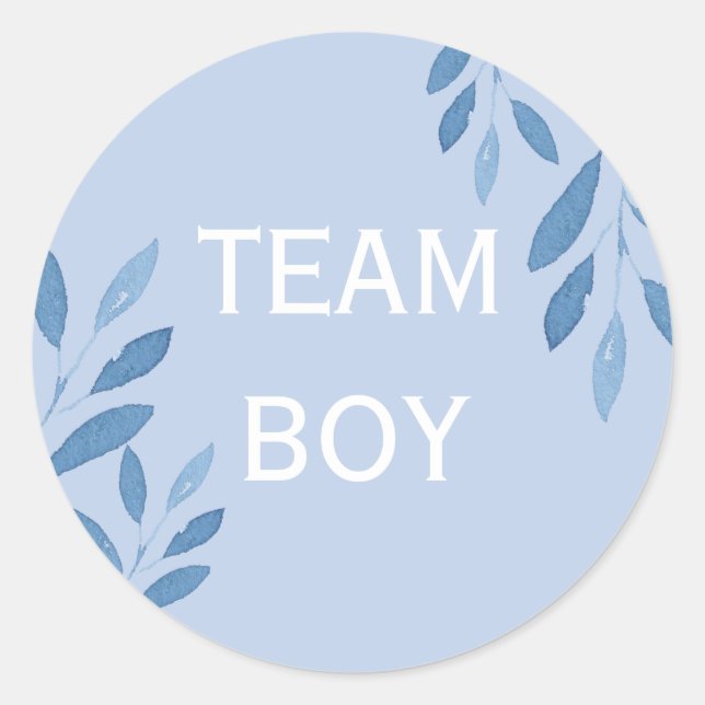 Sticker Rond Genre révéler Team Boy bleu aquarelle florale (Devant)