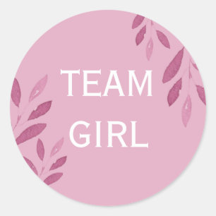 Sticker Rond Genre révéler Team Girl rose aquarelle florale