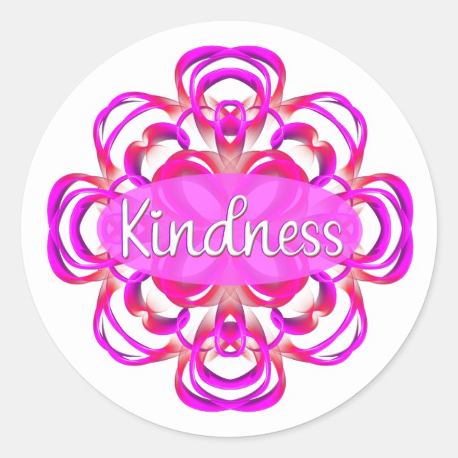 Sticker Rond Gentillesse en rose (Devant)