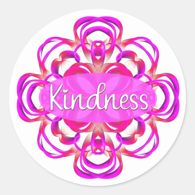 Sticker Rond Gentillesse en rose (Devant)