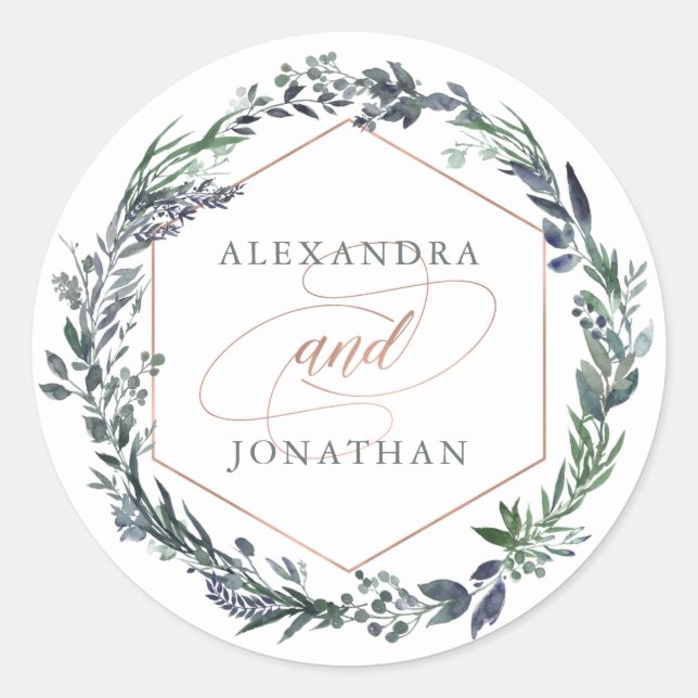 Sticker Rond Geo vert | Mariage or Rose (Devant)
