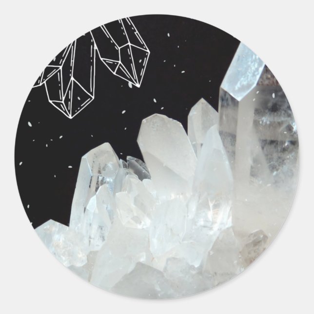 Sticker Rond Géode de cristal quartz blanc Géode Pierre naturel (Devant)