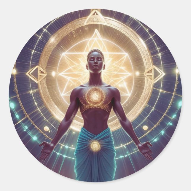 Sticker Rond Géométrie mystique - Rayonnement de l'âme (Devant)
