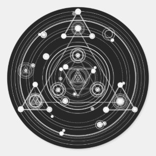 Sticker Rond Géométrie sacrée de style occulte foncé