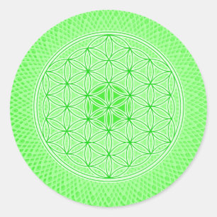 Sticker Rond Géométrie sacrée psychédélique verte brillante Man