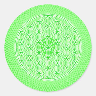 Sticker Rond Géométrie sacrée psychédélique verte brillante Man