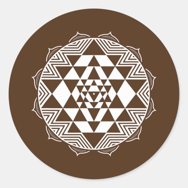 Sticker Rond Géométrie sacrée Sri Yantra Chakra Triangle (Devant)
