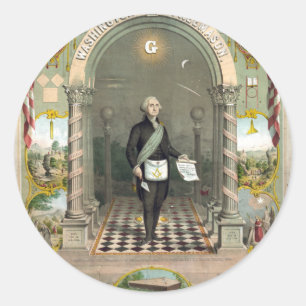 Sticker Rond George Washington comme un franc-maçon