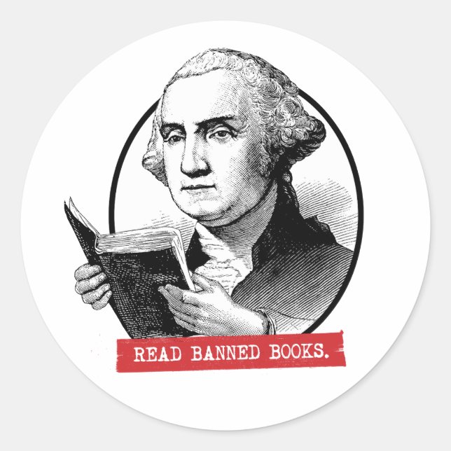 Sticker Rond George Washington Lit Des Livres Interdits (Devant)