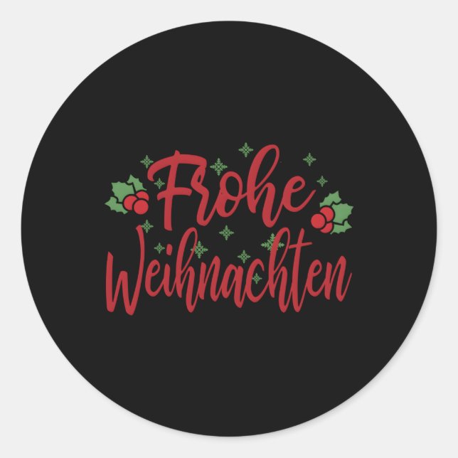 Sticker Rond Ger Ornats Merry Frohe Weihnachten (Devant)