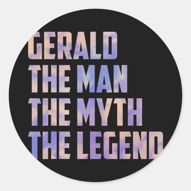 Sticker Rond Gerald the man the myth the legend fathers day (Devant)
