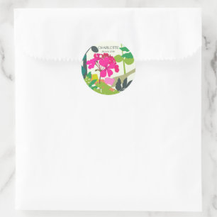 Sticker Rond Geraniums fleuris Garden Party