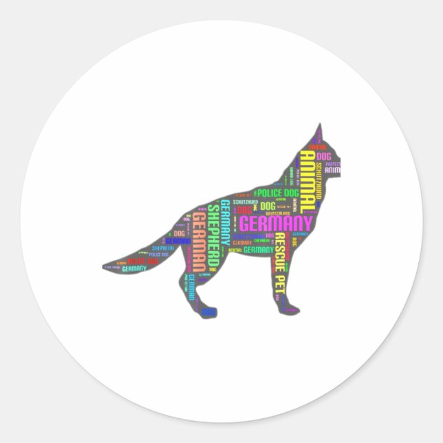 Sticker Rond German Shepherd Cloud Tygraphy  (Devant)
