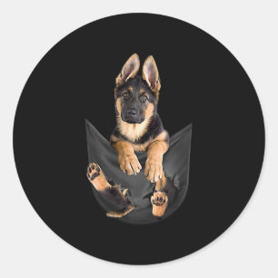 Sticker Rond German Shepherd In Pocket T-shirt Funny Dog Lover