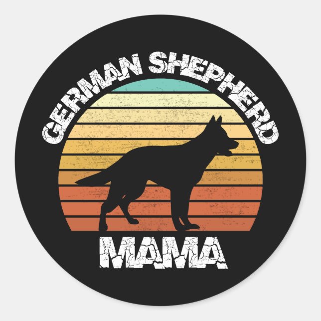 Sticker Rond german shepherd mama Shirt - shepherd dog gift (Devant)