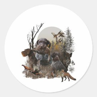 Sticker Rond German Wirehaired Pointer