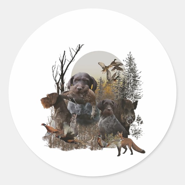 Sticker Rond German Wirehaired Pointer (Devant)