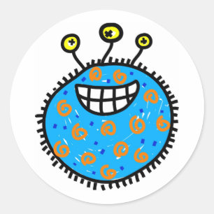 Sticker Rond Germe de dessin bleu