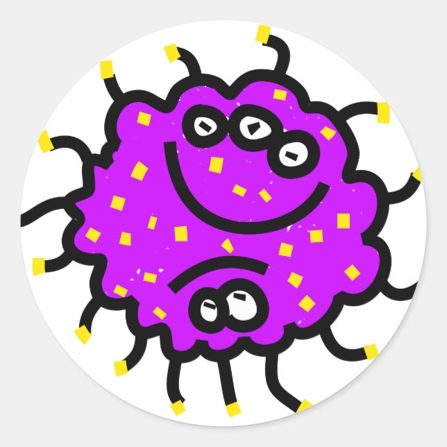 Sticker Rond Germe de dessin mauve (Devant)