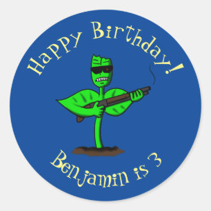 Sticker Rond Germinator cyborg plante dessin humoristique