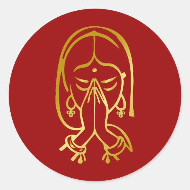 Sticker Rond Gesture de bienvenue indienne - Namste (Devant)