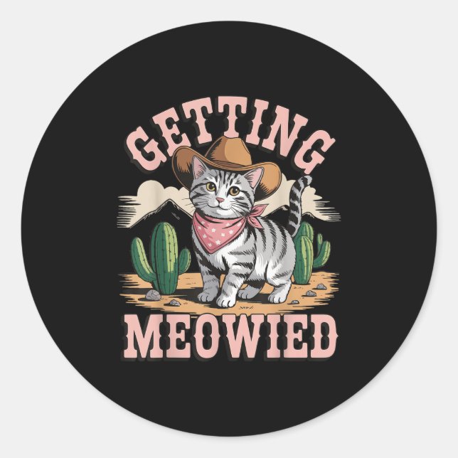 Sticker Rond Getting Meowied Bachelorette  (Devant)