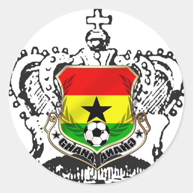 Sticker Rond Ghana guerrier rois cool emblème du Ghana (Devant)