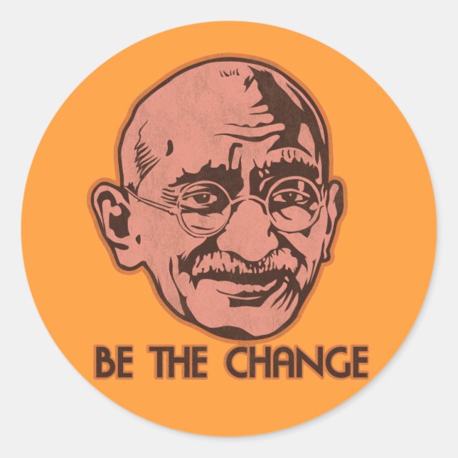 Sticker Rond Ghandi Soit Le Changement (Devant)