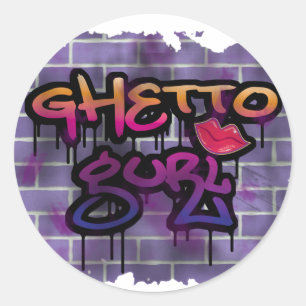 Sticker Rond ghetto gurl (fille) graffiti design