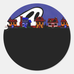 Sticker Rond Ghost Avenue Halloween