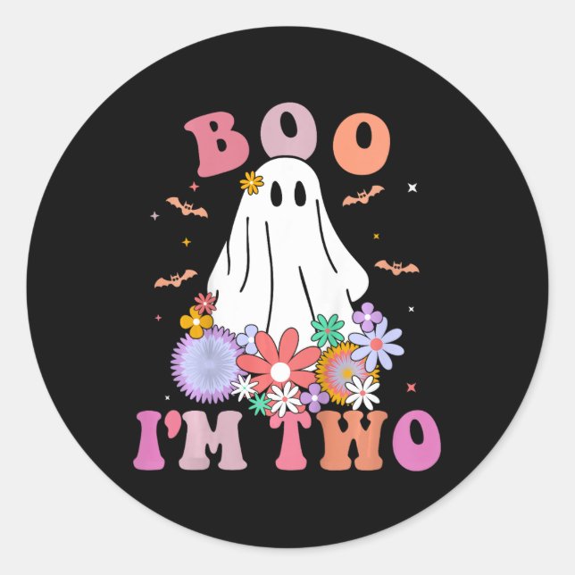 Sticker Rond Ghost Boo Je suis deux ans 2e anniversaire Enfants (Devant)