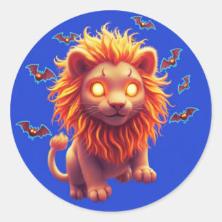 Sticker Rond Ghost Lion Halloween T-Shirt for Spooky Animal lov