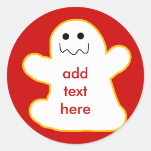 Sticker Rond Ghost mignon Ajouter votre propre légende ou votre