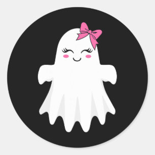 Sticker Rond Ghost mignon Avec Bow Boo Costume Halloween Pour F