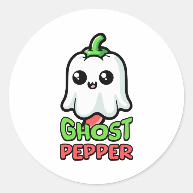 Sticker Rond Ghost Pepper ! Cute tourte à poivre chaud (Devant)