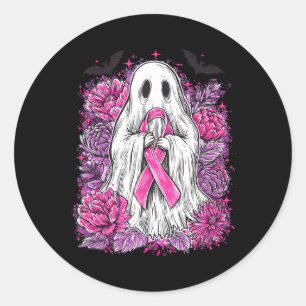Sticker Rond Ghost Ribbon Sensibilisation au cancer du sein Hal