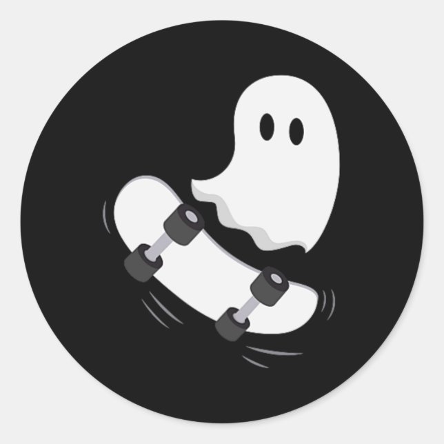 Sticker Rond Ghost Skateboard Lazy Halloween Costume amusant Sk (Devant)