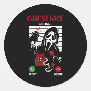 Sticker Rond Ghostface Appelle Halloween Ghost Effrayer pour