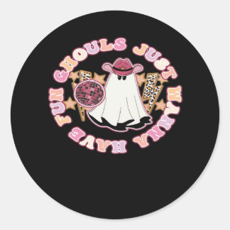 Sticker Rond Ghouls veut juste s'amuser (Hallowee de style occi