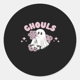 Sticker Rond Ghouls veut juste s'amuser Halloween Art Basic Sty