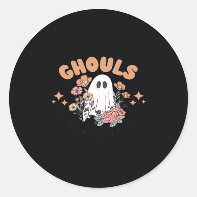 Sticker Rond Ghouls veut juste s'amuser Halloween Art Sloth Des (Devant)