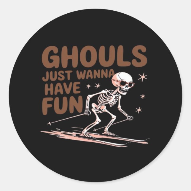 Sticker Rond Ghouls Veux Juste S'Amuser Pour Halloween Et Tombe (Devant)