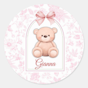 Sticker Rond Gianna   Conception personnalisée d'ours en peluch