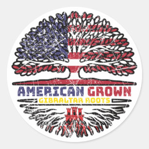 Sticker Rond Gibraltar Gibraltarien US Américain USA United